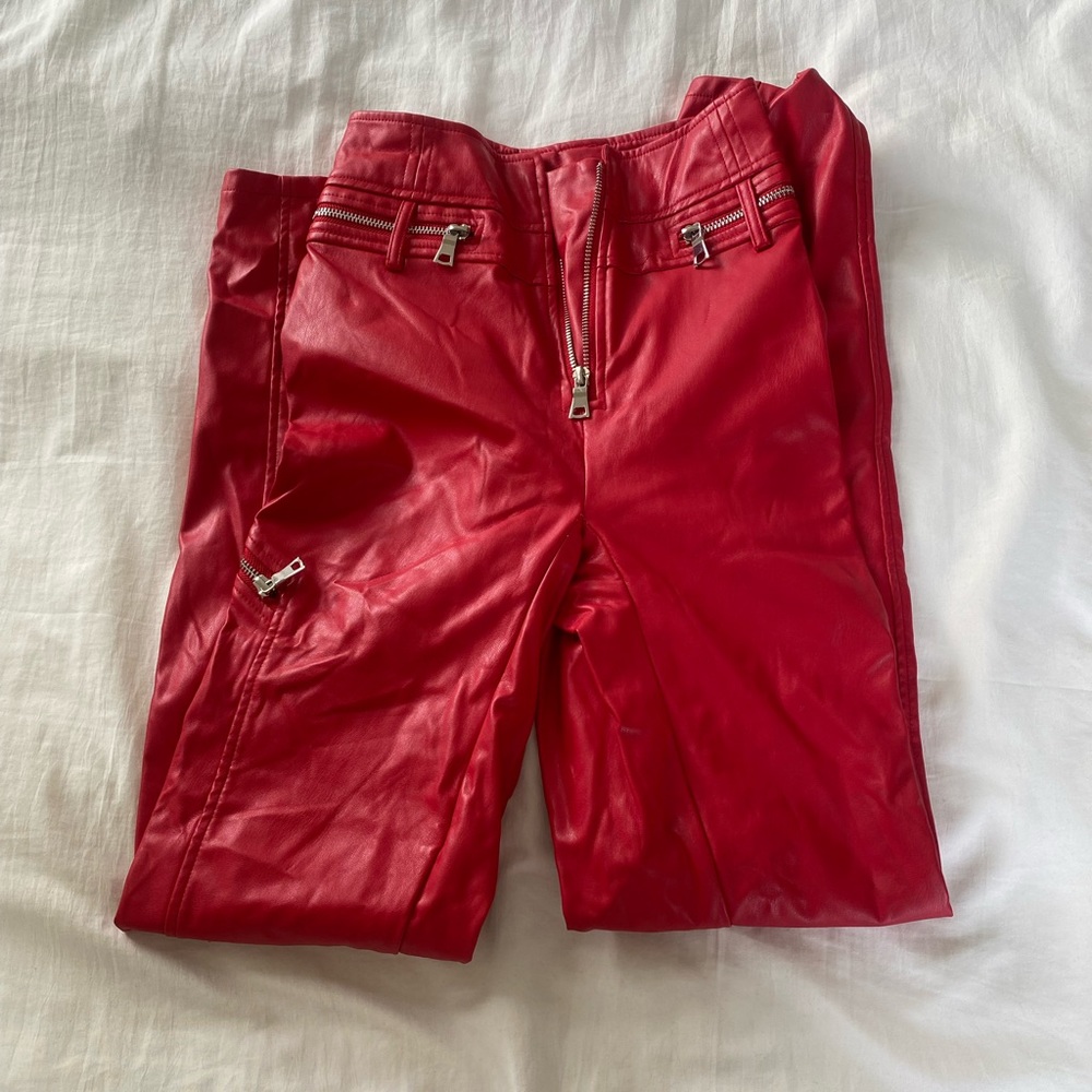 tiger mist size small red leather biker pants